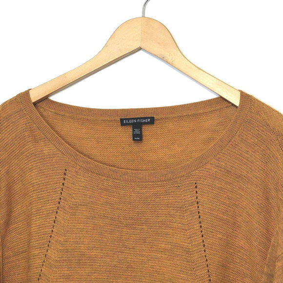 Eileen Fisher Royal Alpaca Wool Pointelle Knit Long Sleeve Sweater Size M - Picture 4 of 16